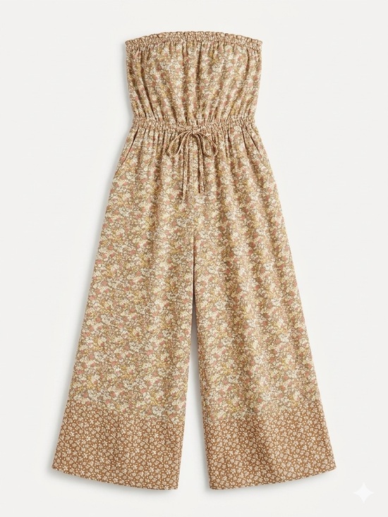American Eagle Outfitters Pants - Boho Floral AE Wide Leg Cottagecore Strapless Floral Jumpsuit with Waist Tie XL